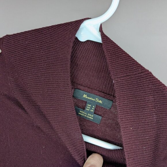Massimo Dutti Silk Wool Blend Fine Knit Mock Neck Sweater Burgundy Size Small - Picture 2 of 2